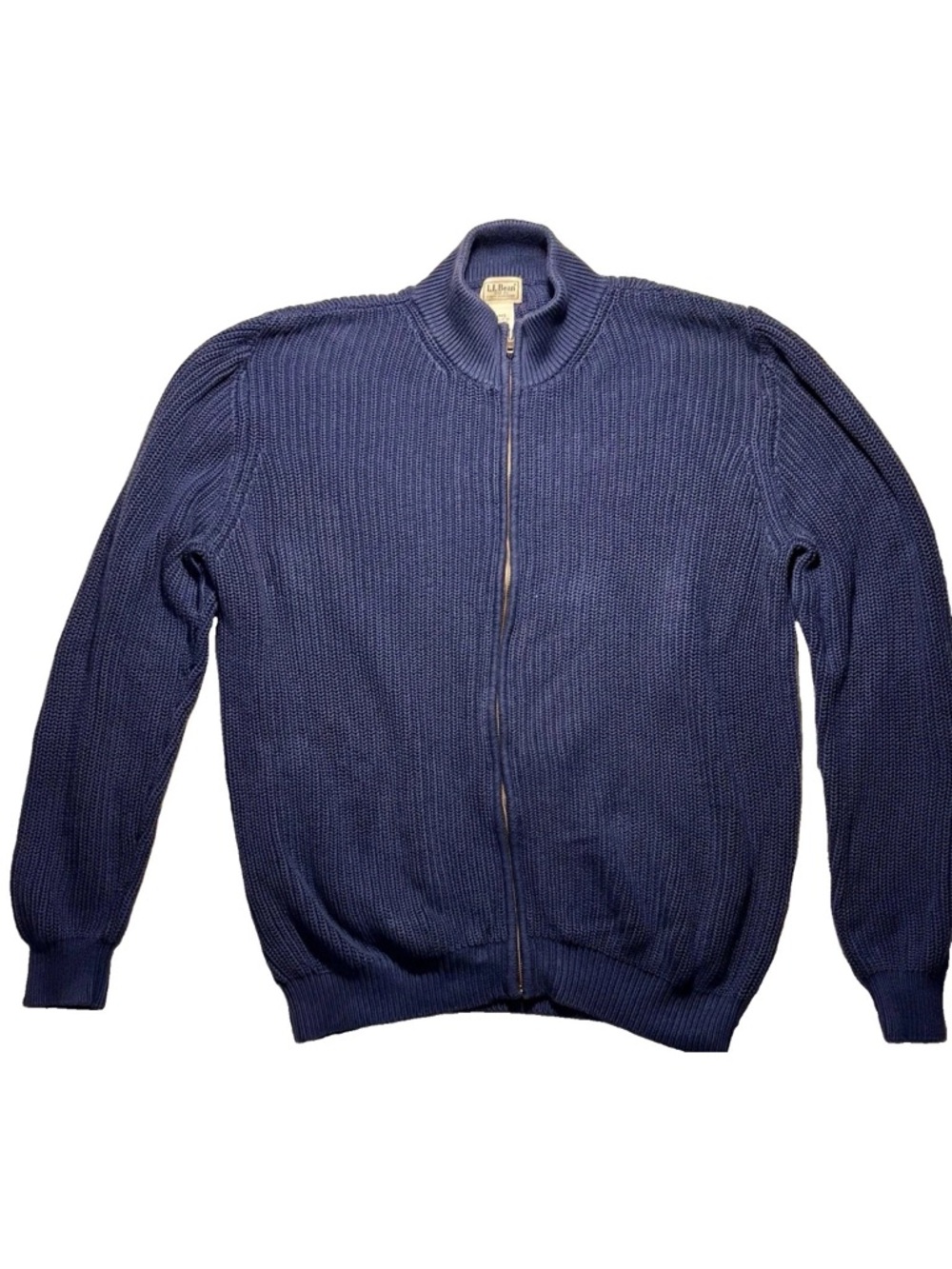 L.L. Bean Men’s Navy Full-Zip Ribbed Sweater
